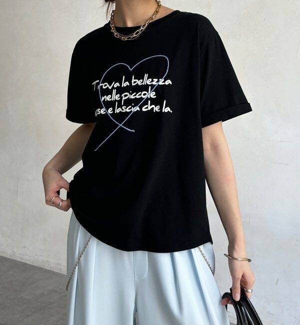  「【WEB限定】ハート刺繍ロゴプリントTEE」|Tシャツ・カットソー|