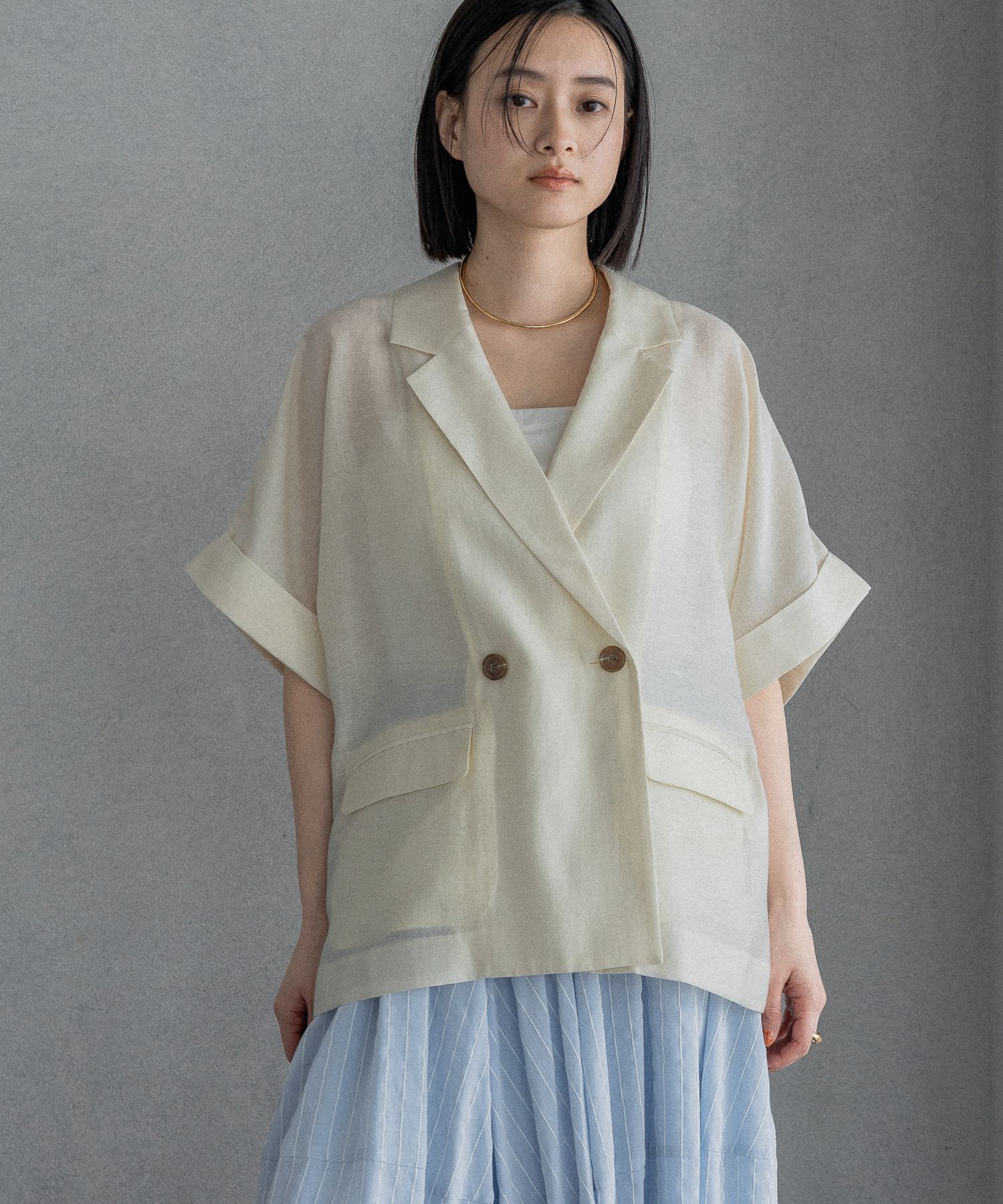 A part by 「【Sサイズ展開】アセテートリネン半袖ジャケット」|テーラードジャケット|