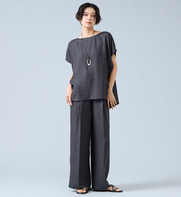 Liesse「《定番》麻調ボートネックブラウス（セットアップ可）」|シャツ・ブラウス|