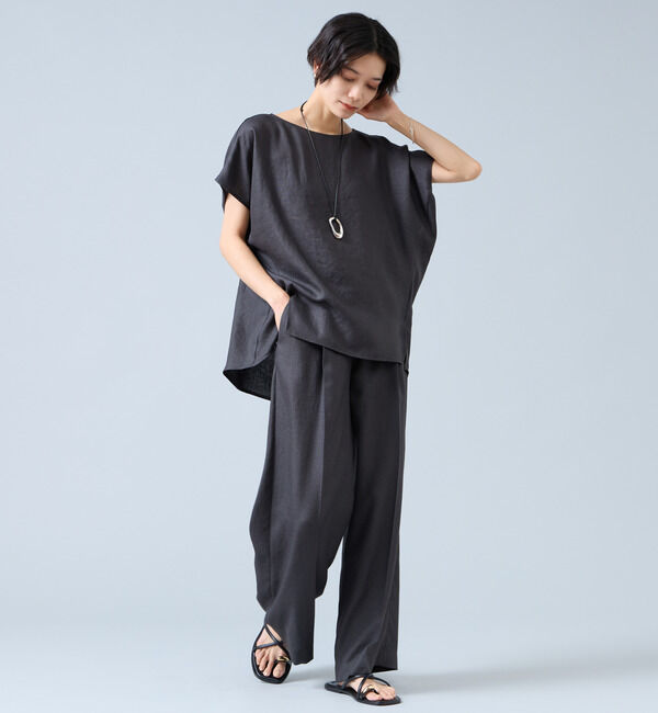 Liesse「《定番》麻調ボートネックブラウス（セットアップ可）」|シャツ・ブラウス|
