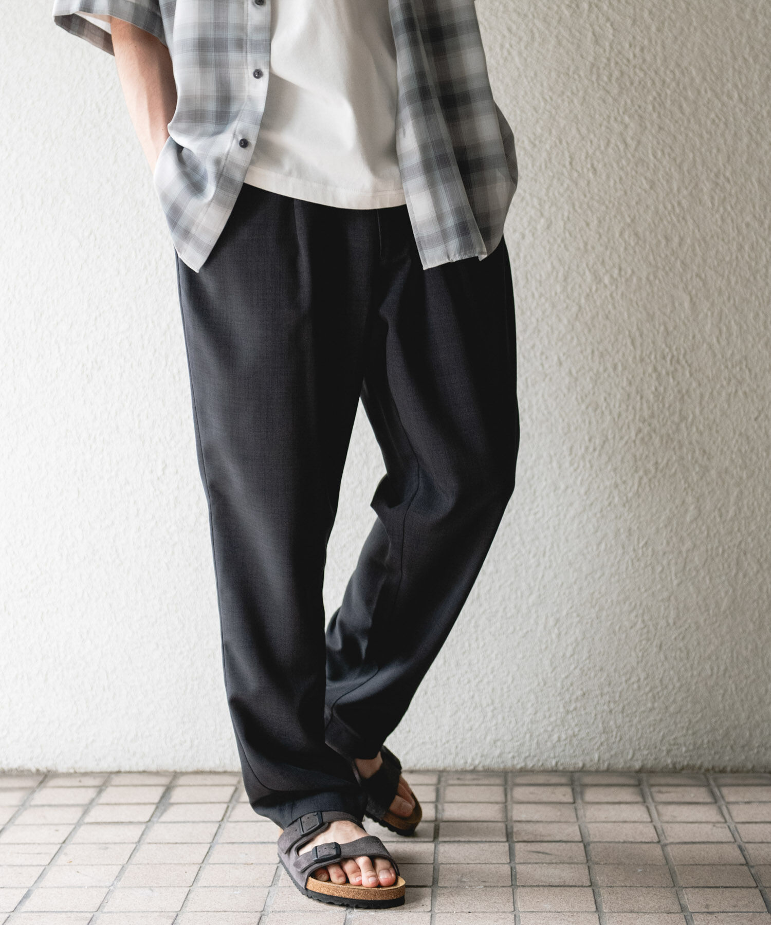 URBAN RESEARCH DOORS「リネンライクイージートラウザー」|その他|チャコールグレー