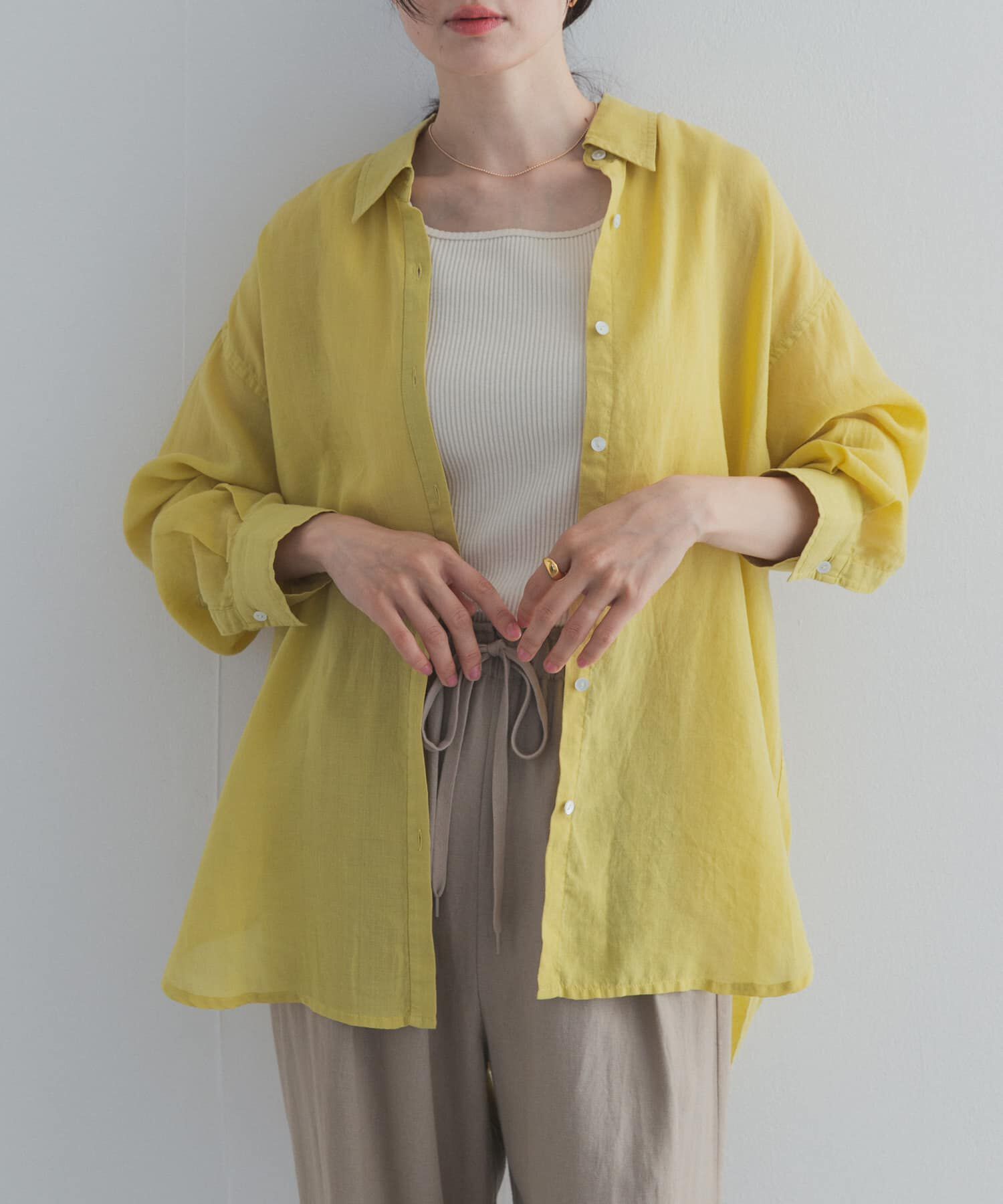 URBAN RESEARCH DOORS「ラミー混ルーズシャツ」|シャツ・ブラウス|イエロー