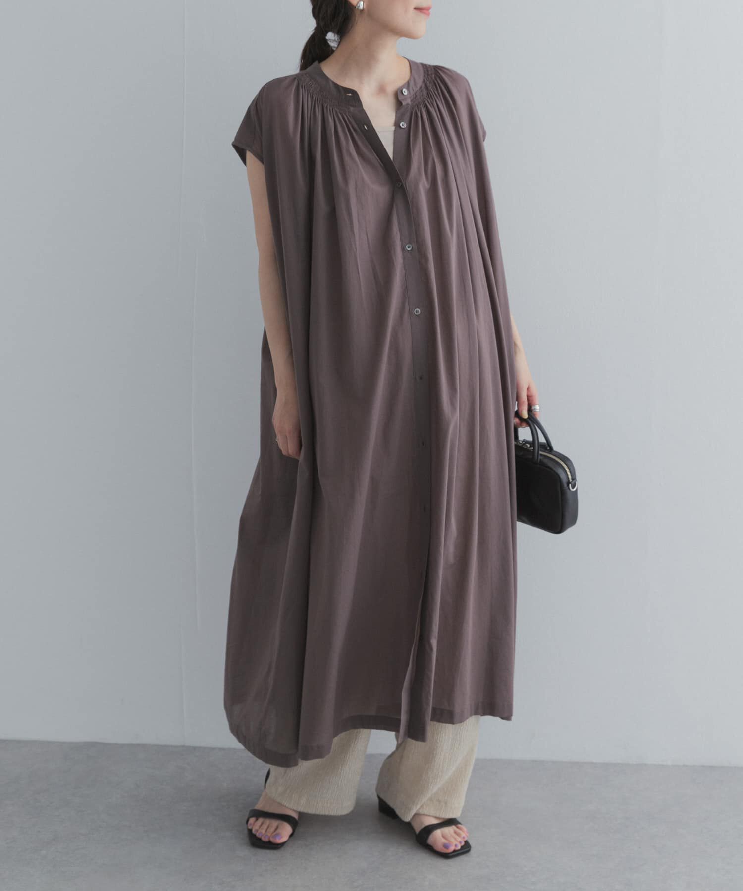 URBAN RESEARCH DOORS「コットンボイルギャザーフレンチワンピース」|ワンピース|