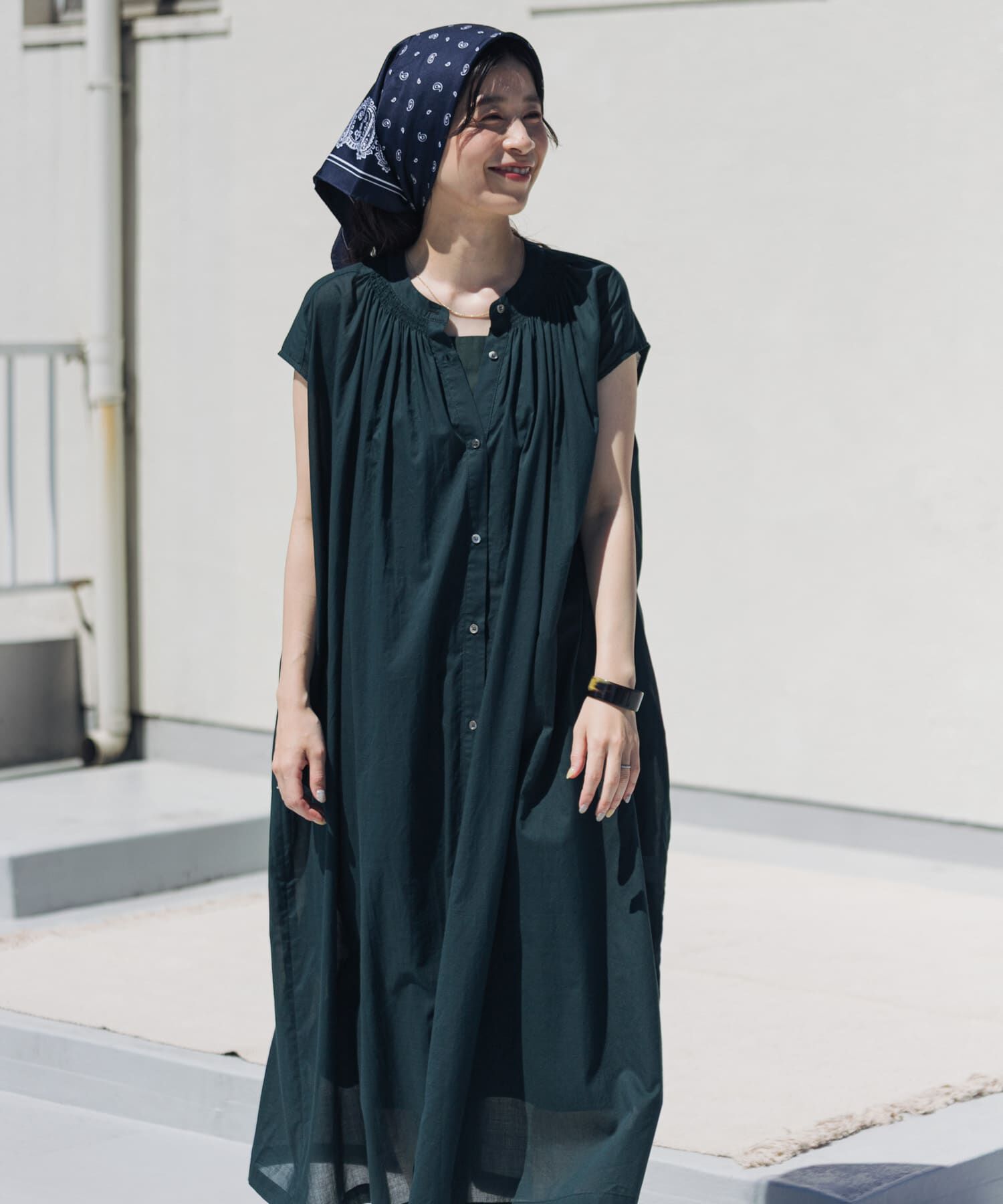 URBAN RESEARCH DOORS「コットンボイルギャザーフレンチワンピース」|ワンピース|