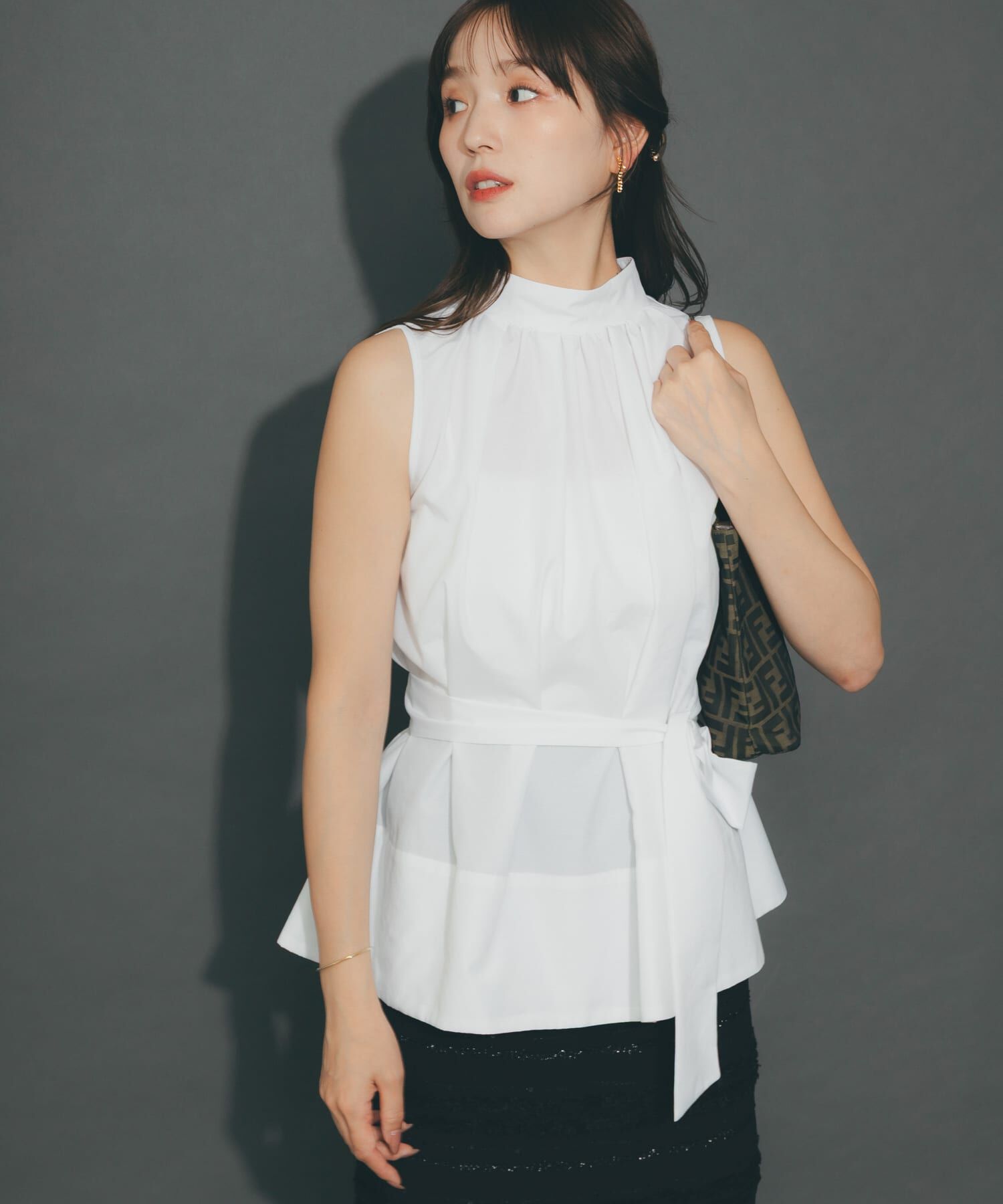 URBAN RESEARCH ROSSO「ウエストマークハイネックシャツブラウス」|シャツ・ブラウス|