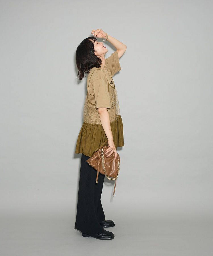 Green Parks「SET2点フォトＴシャツ+レースキャミビスチェ」|Tシャツ・カットソー|