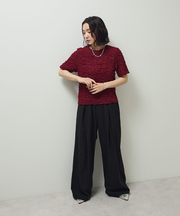 Green Parks「表面感カット5分袖プルオーバー」|Tシャツ・カットソー|