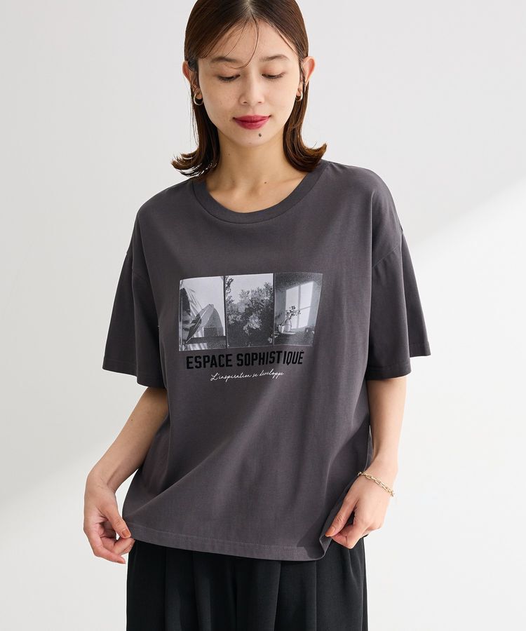 Green Parks「【適ON】汗染み防止ボックスロゴTシャツ」|Tシャツ・カットソー|Charcoal Gray