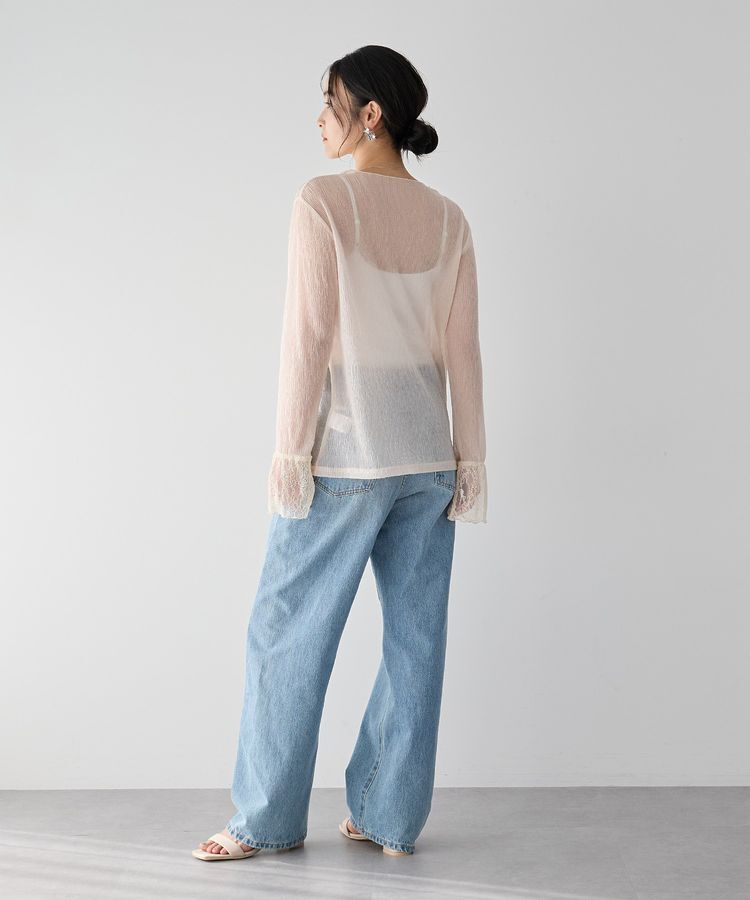 YECCA VECCA「袖レースシアートップス」|Tシャツ・カットソー|