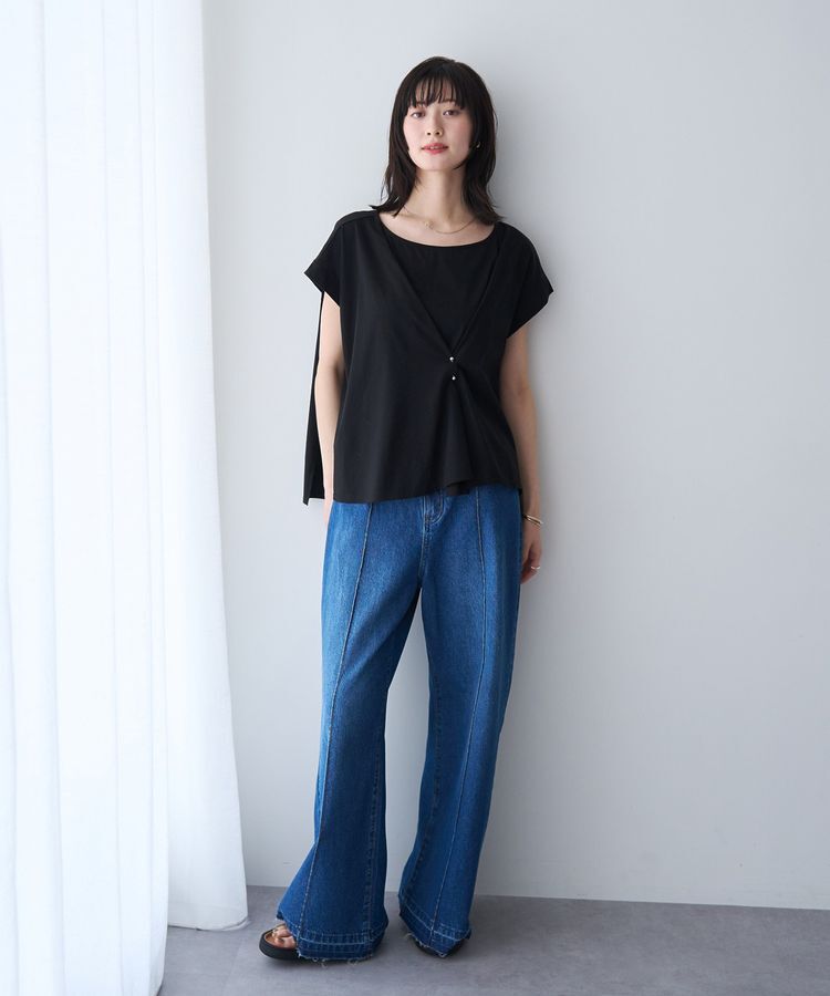 YECCA VECCA「ピン付きドレープカットソー」|Tシャツ・カットソー|