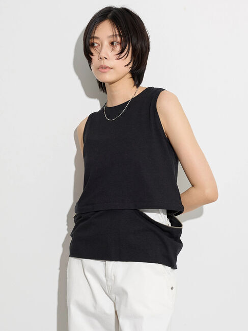 GARAGE OF GOOD CLOTHING「【日本製】ウエストZIP付ノースリーブ」|Tシャツ・カットソー|Black