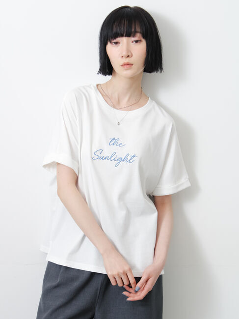 Samansa Mos2「◇【接触冷感/UVカット】アソート刺繍Tシャツ」|ニット・セーター|
