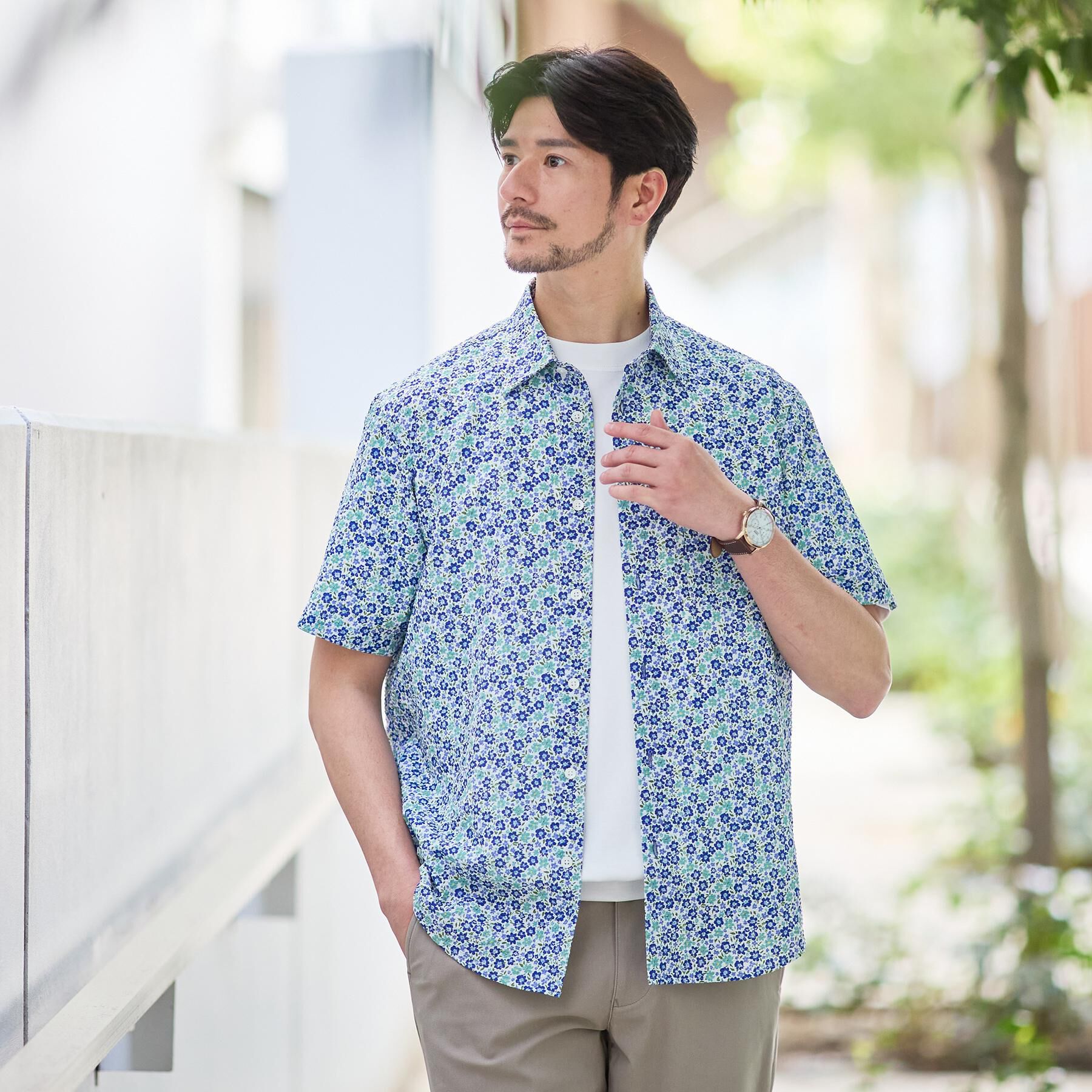 TAKEO KIKUCHI「リップル小花シャツ」|シャツ・ブラウス|