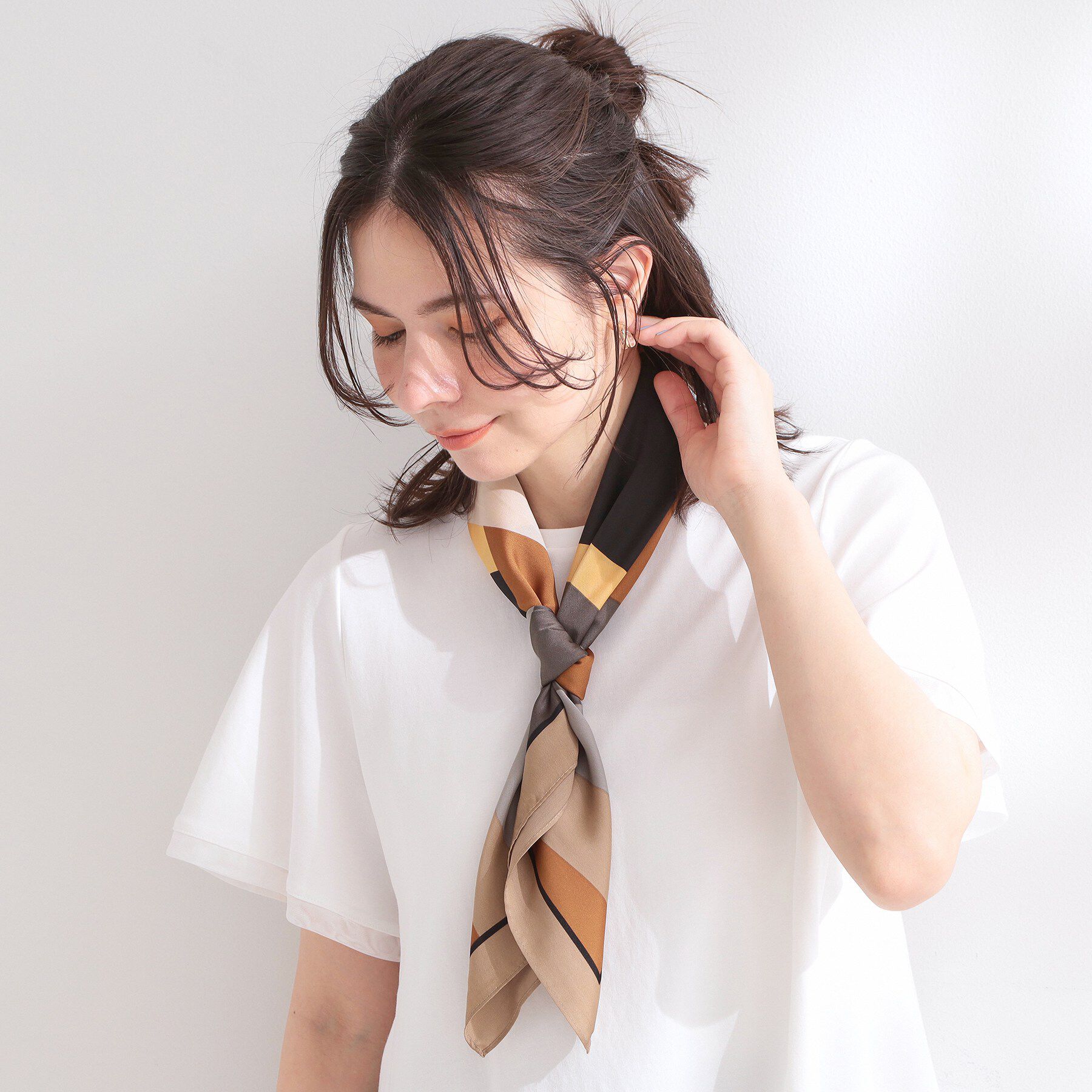 OPAQUE.CLIP「【UVケア／接触冷感】スーパーアイス 袖チュールペプラムカットソー《洗濯機OK》」|Tシャツ・カットソー|