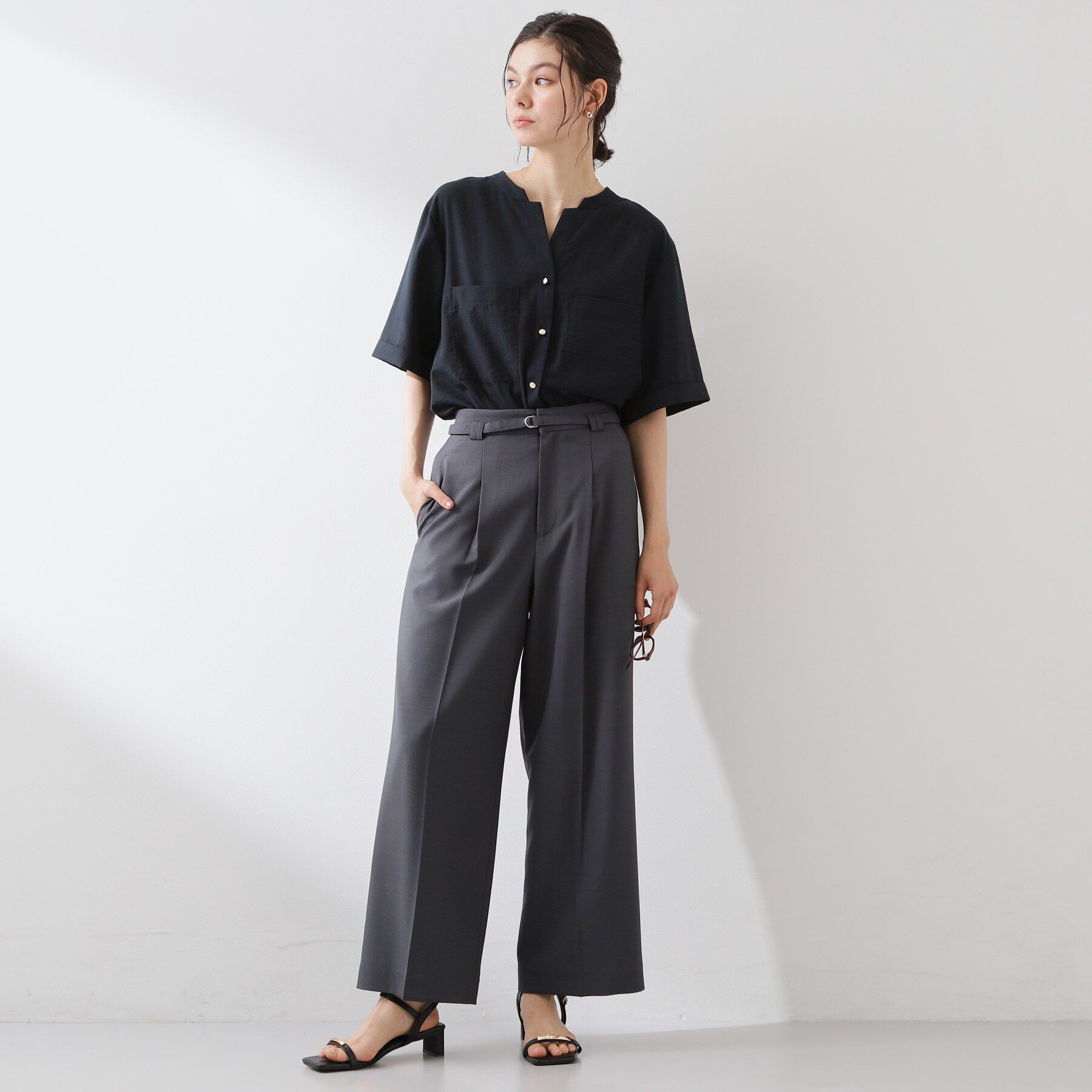 THE SHOP TK「【M-XL/さりげなく体型カバー】5分袖Wポケットシャツ」|シャツ・ブラウス|