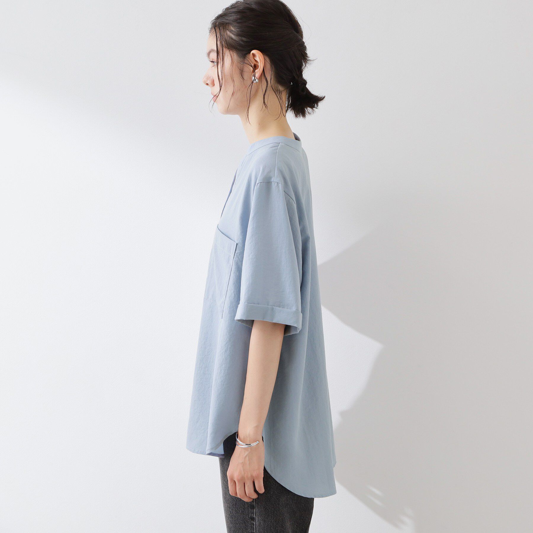 THE SHOP TK「【M-XL/さりげなく体型カバー】5分袖Wポケットシャツ」|シャツ・ブラウス|