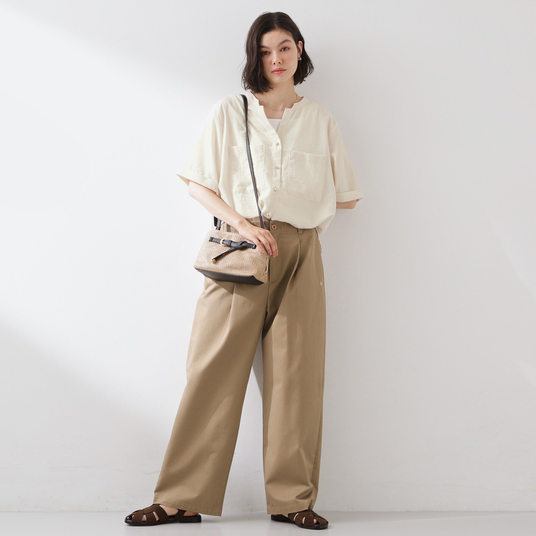 THE SHOP TK「【M-XL/さりげなく体型カバー】5分袖Wポケットシャツ」|シャツ・ブラウス|