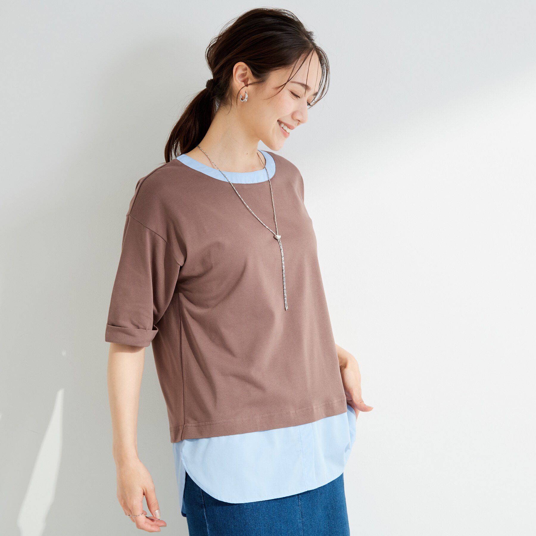 SHOO･LA･RUE「シャツドッキングカットソー」|Tシャツ・カットソー|