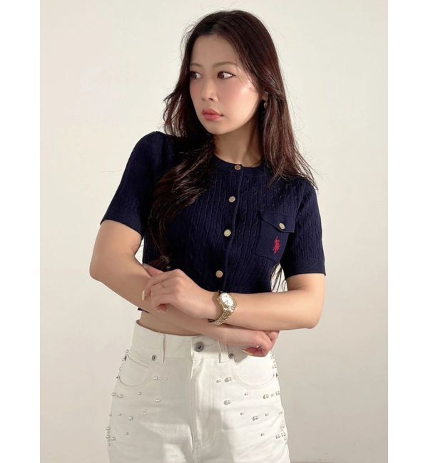 MERCURYDUO「U.S. POLO ASSN.別注ケーブルカーディガン」|カーディガン|