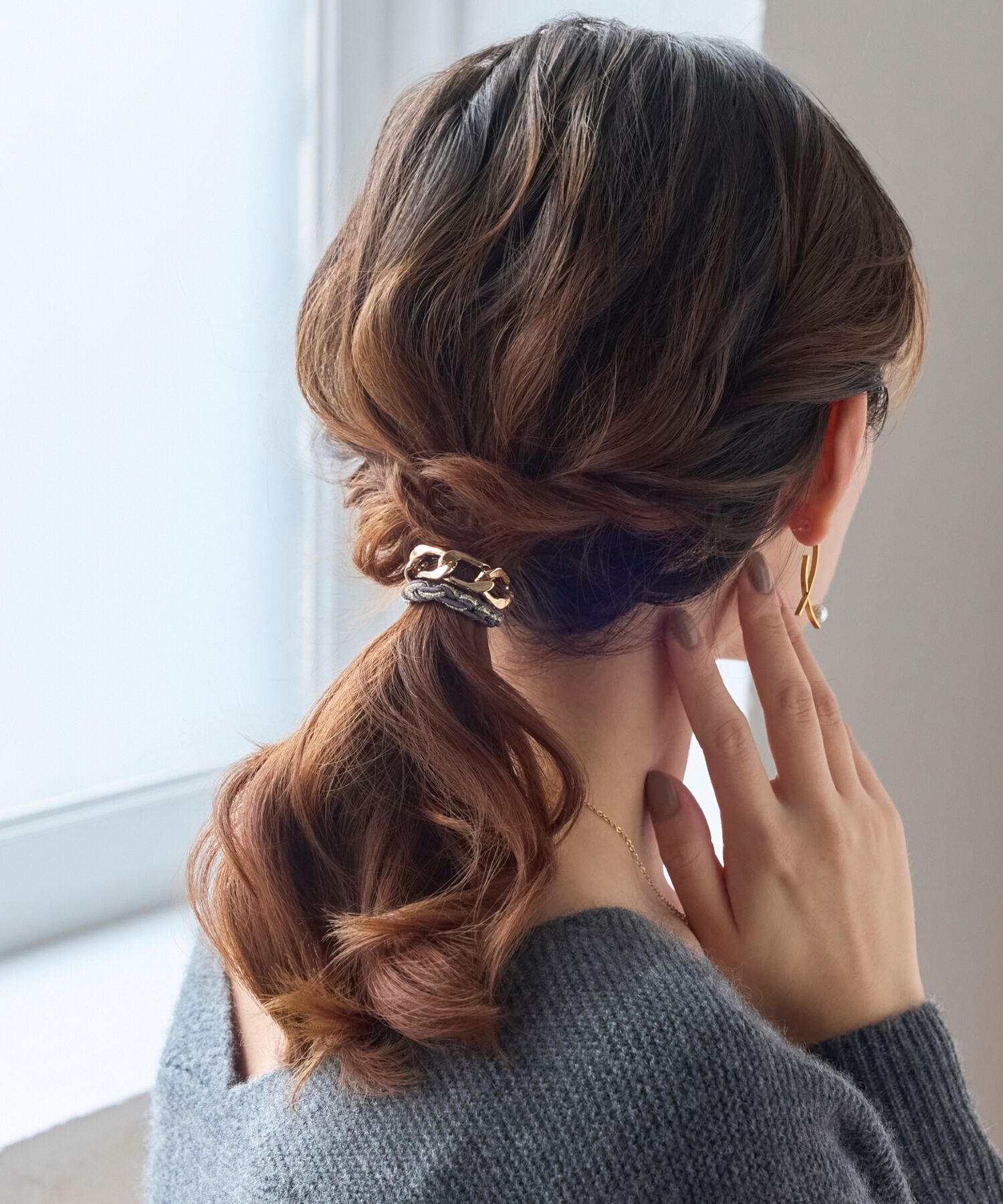 Phoebe「2wayツイストメタルヘアブレス　グレー」|ヘアゴム・シュシュ|