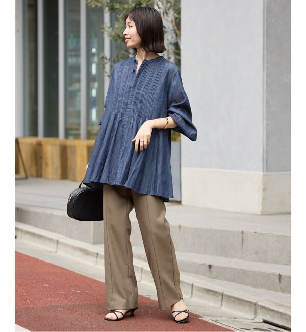 SLOBE IENA「《WEB限定/追加》LEDENIM ボサム ペプラムデニムブラウス」|シャツ・ブラウス|