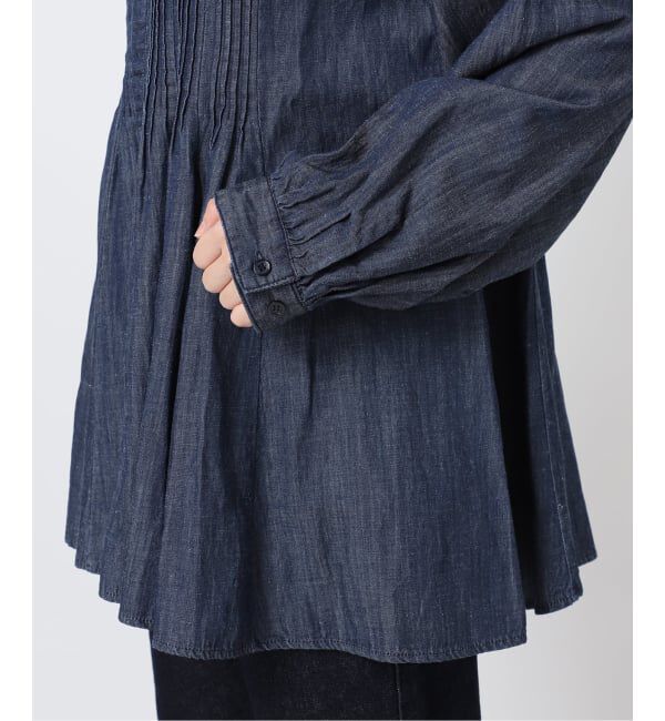 SLOBE IENA「《WEB限定/追加》LEDENIM ボサム ペプラムデニムブラウス」|シャツ・ブラウス|