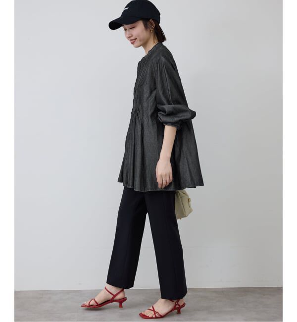 SLOBE IENA「《WEB限定/追加》LEDENIM ボサム ペプラムデニムブラウス」|シャツ・ブラウス|