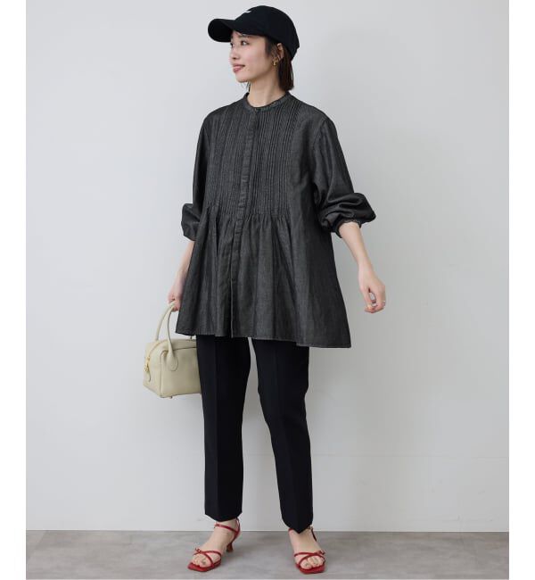 SLOBE IENA「《WEB限定/追加》LEDENIM ボサム ペプラムデニムブラウス」|シャツ・ブラウス|
