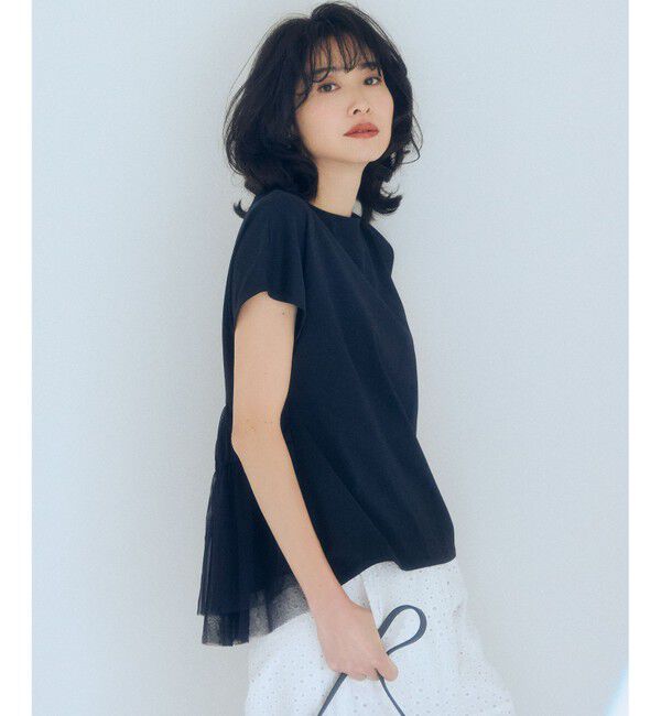 組曲「GIZAコットンチュールコンビ カットソー」|Tシャツ・カットソー|ネイビー系