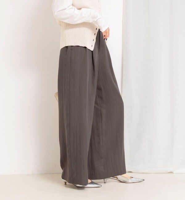 NOLLEY'S「【WEB＆一部店舗限定サイズアイテム】ウォッシャブルセルロースワイドパンツ」|その他|カーキ