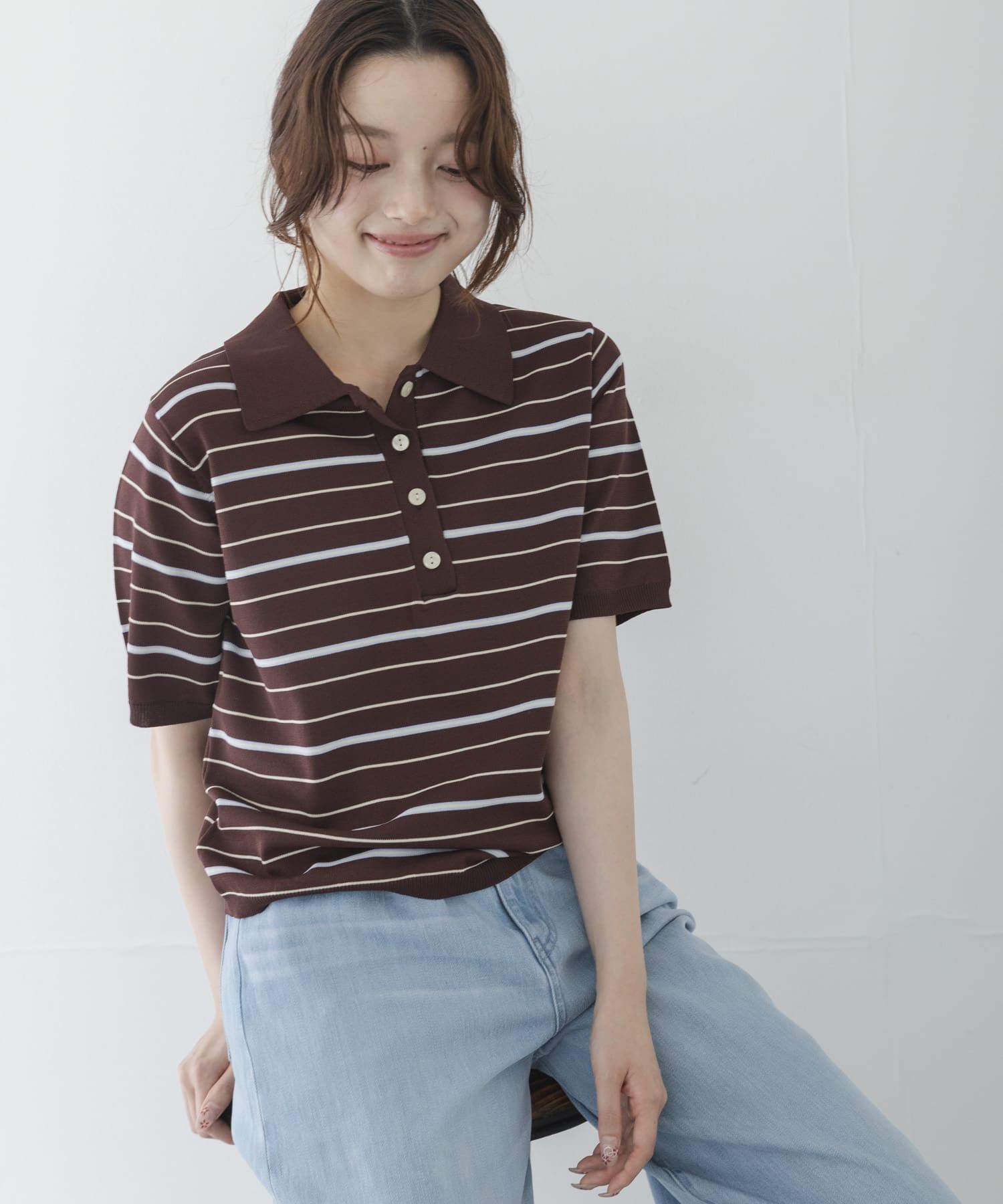 Sonny Label 「配色襟ニットポロシャツ」|ニット・セーター|