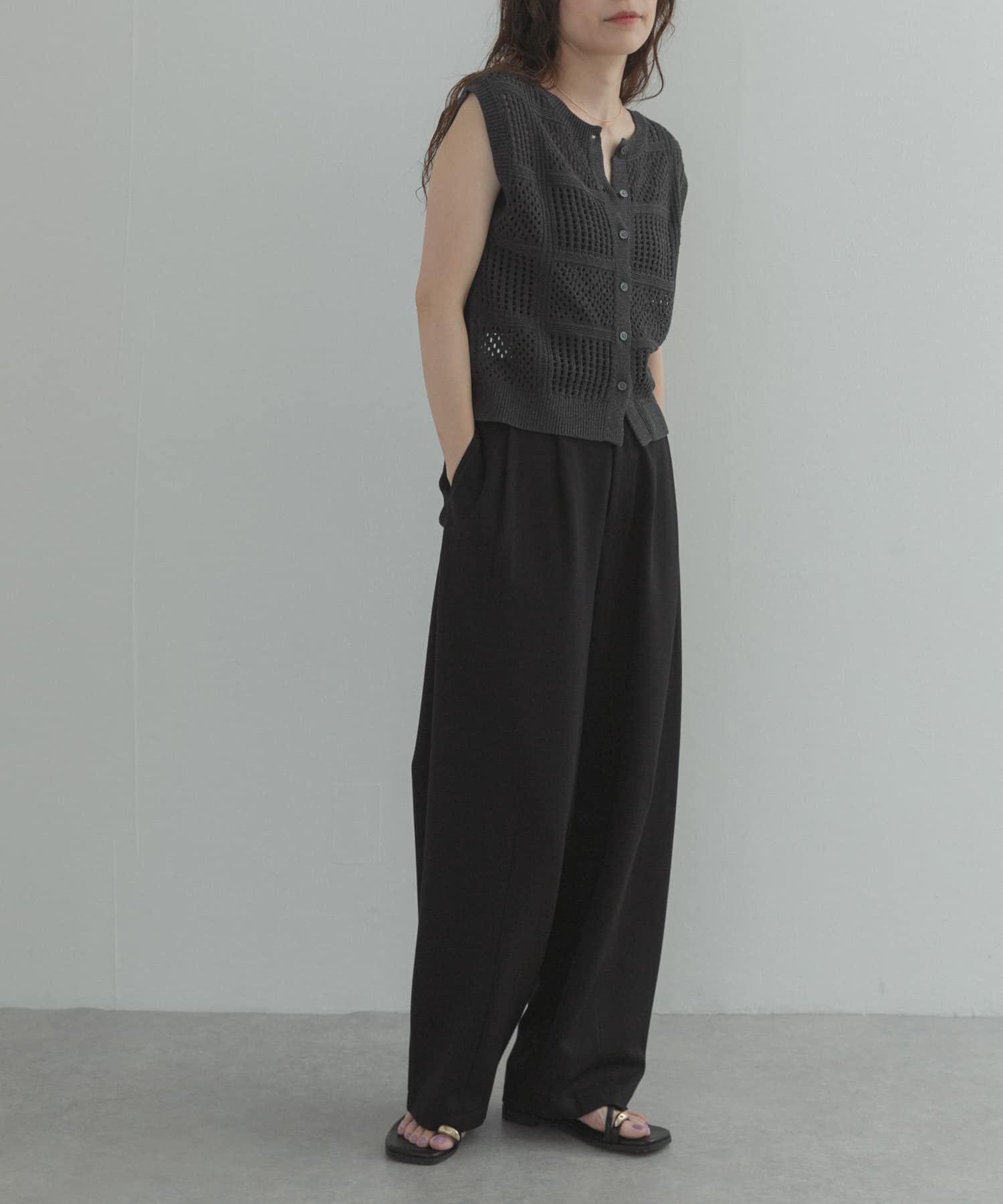 URBAN RESEARCH DOORS「『WEB限定』2WAYクロシェノースリーブニット」|ニット・セーター|