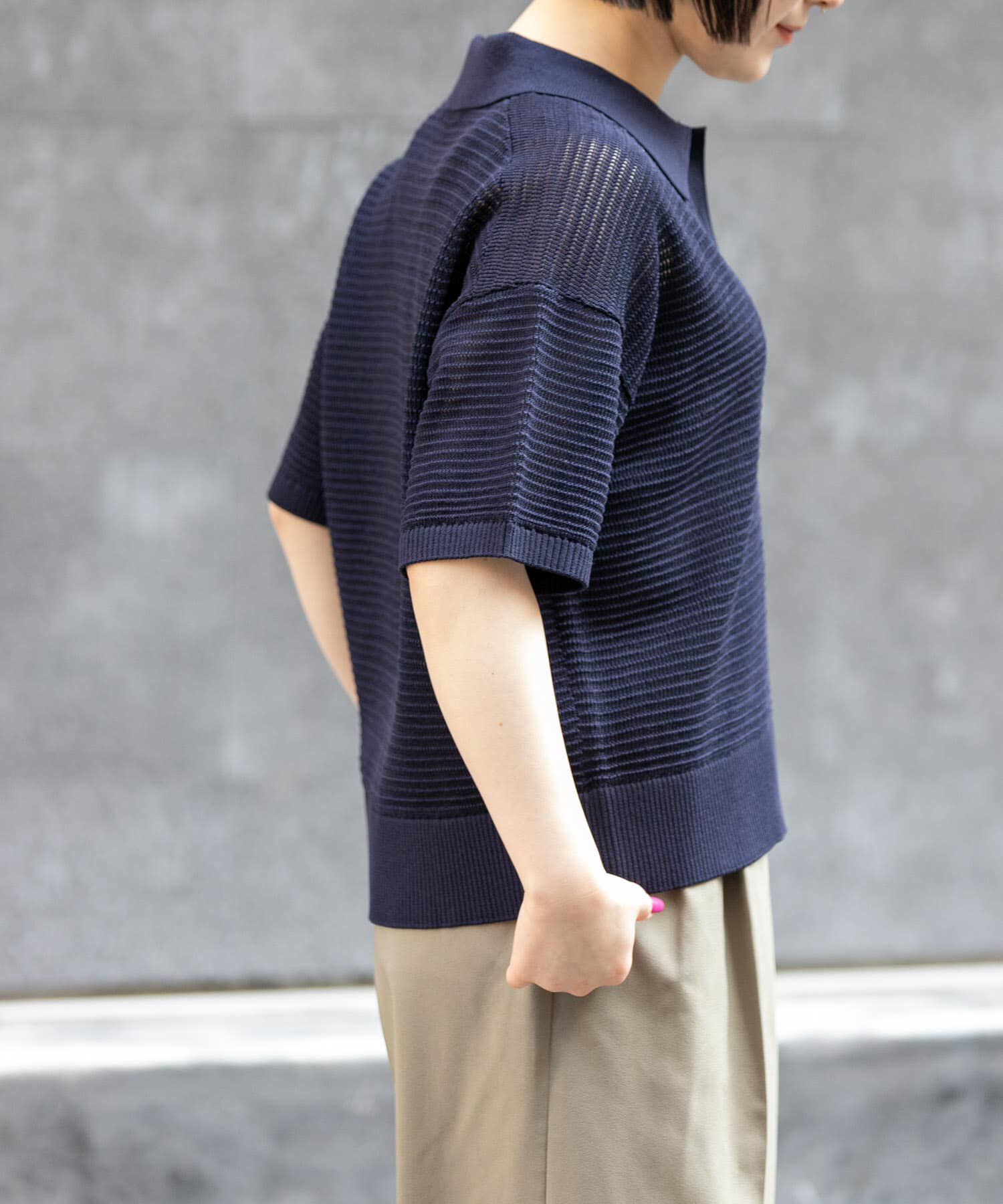URBAN RESEARCH DOORS「FORK&SPOON　透かし編みニットポロ」|ポロシャツ|