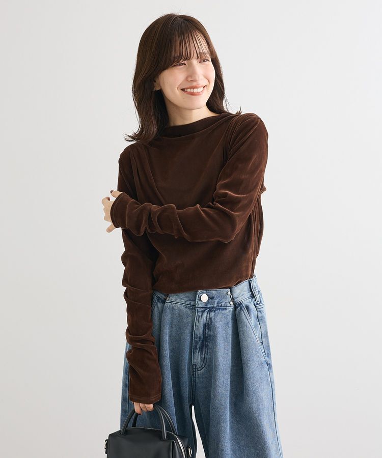 Green Parks「・ANDSEARCH シアーベロアボトルネックロンTEE」|Tシャツ・カットソー|