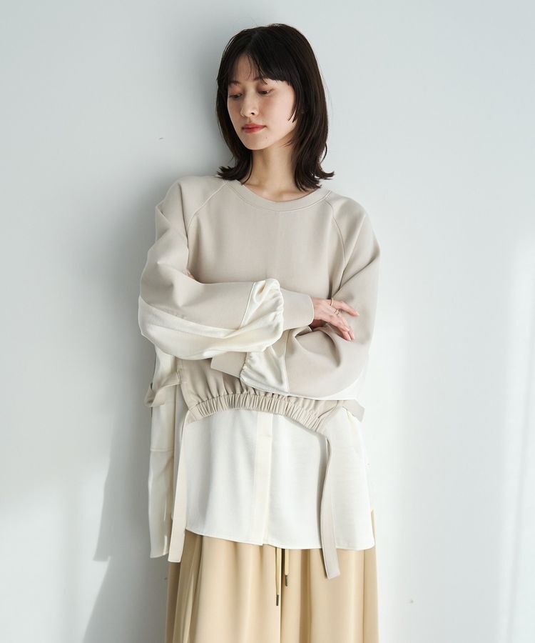 Editt by YECCA VECCA「シャツレイヤードデザインプルオーバー」|Tシャツ・カットソー|Light beige