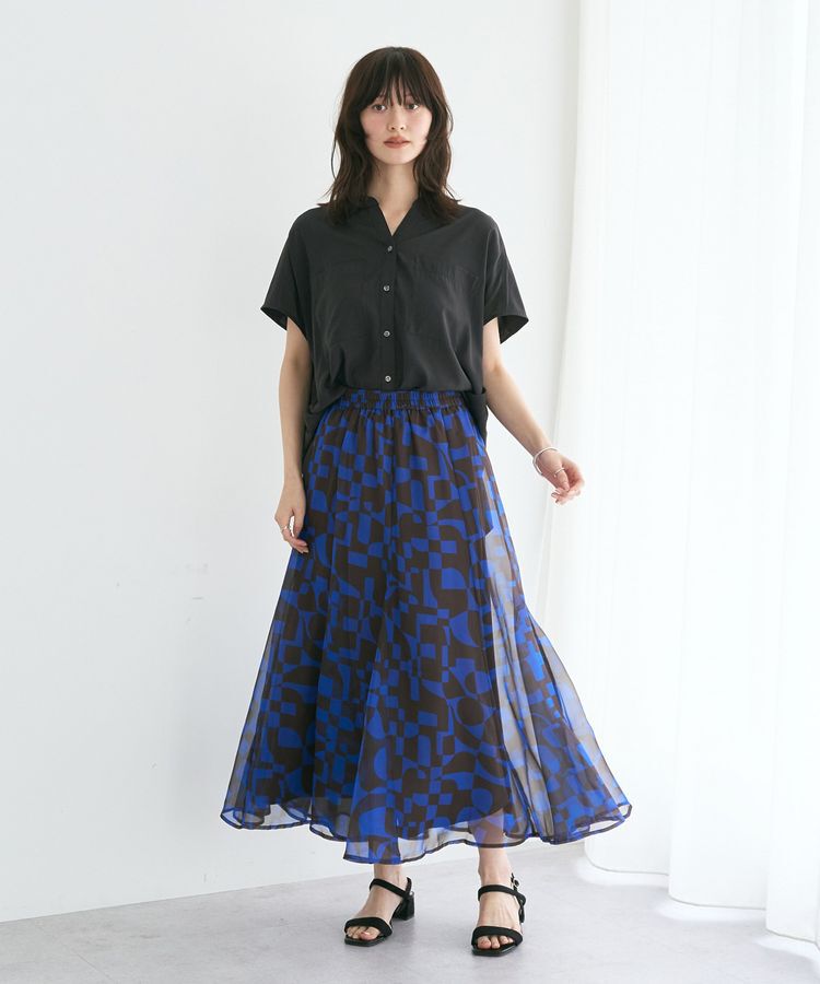 YECCA VECCA「アート柄シアーロングスカート」|スカート|