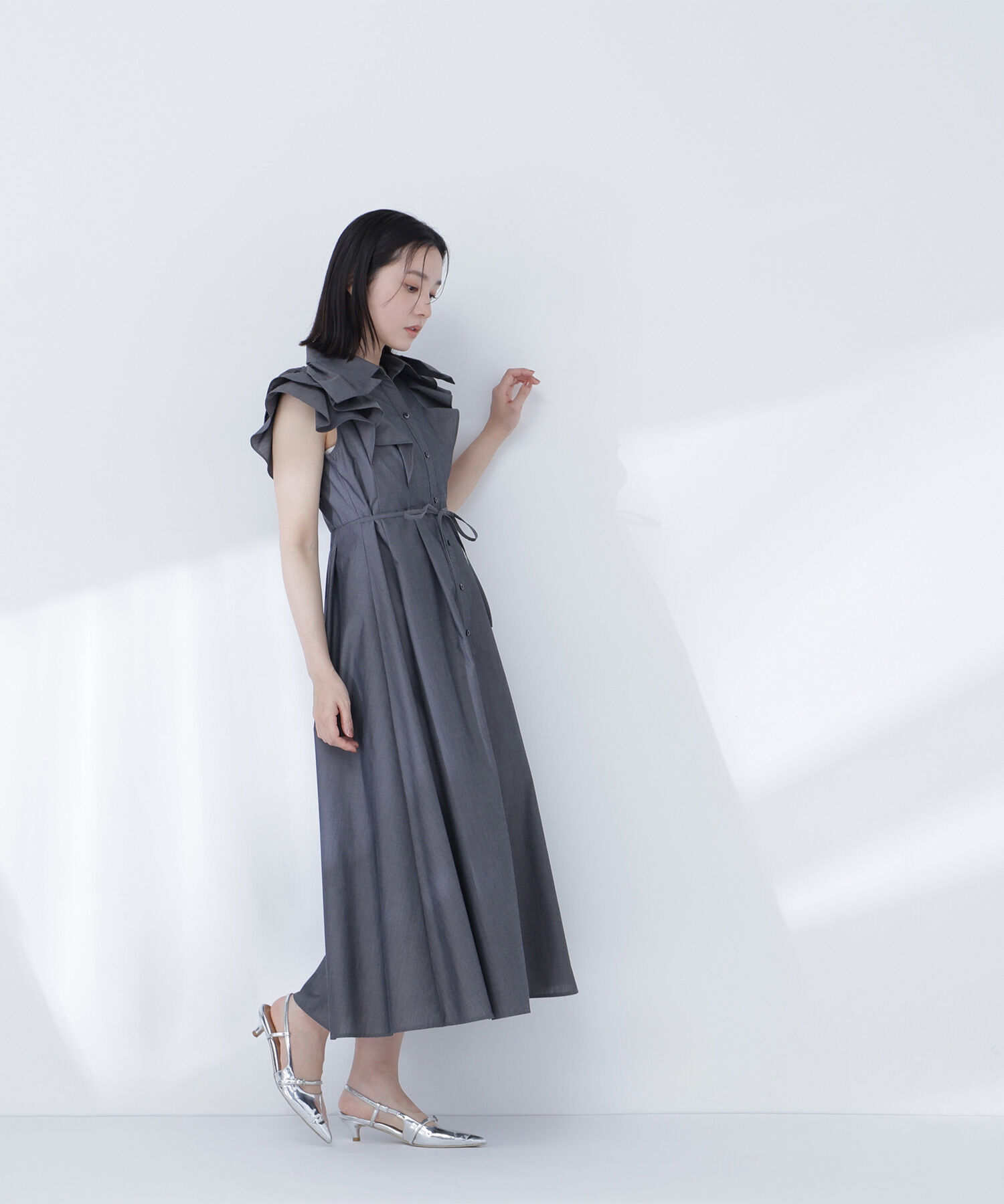  「〈山本里菜さんコラボ〉リボンラッフルシャツワンピース」|ワンピース|