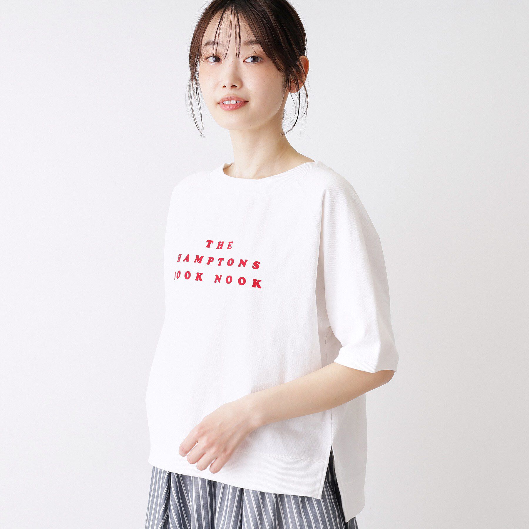 Dessin「【洗える】フロッキーロゴ裏毛プルオーバー」|Tシャツ・カットソー|ホワイト(002)