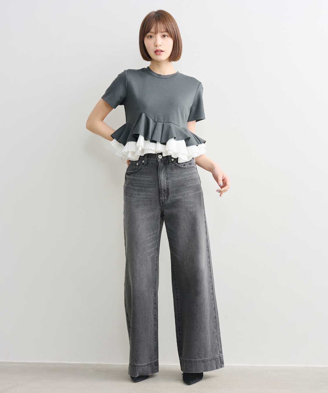 COCO DEAL「ランダムフリルペプラムトップス」|Tシャツ・カットソー|