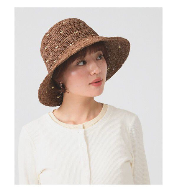 Ray BEAMS 「ドット ペーパー ハット　　日除け 紫外線対策 夏素材 レジャー 旅行 アウトドア 夏コーデ」|ハット|BROWN