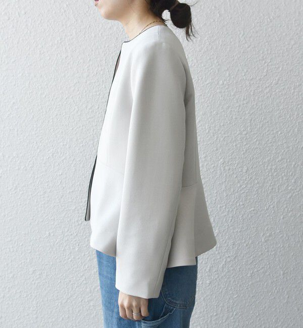 SHIPS any「【WEB限定】SHIPS any:〈洗濯機可能〉ダブルクロス  ペプラム ノーカラー ジャケット［NAVY BLUE］」|ノーカラージャケット|