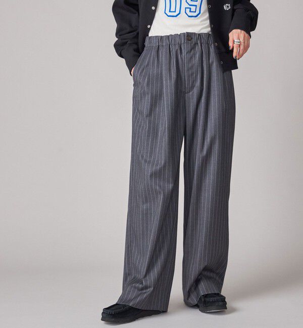 SHIPS for women「SHIPS NINE CASE:〈手洗い可能〉ストライプ イージー パンツ」|その他|グレー