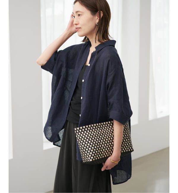 SLOBE IENA「《シリーズあり》リネンコットンBOXシャツ」|シャツ・ブラウス|ネイビー