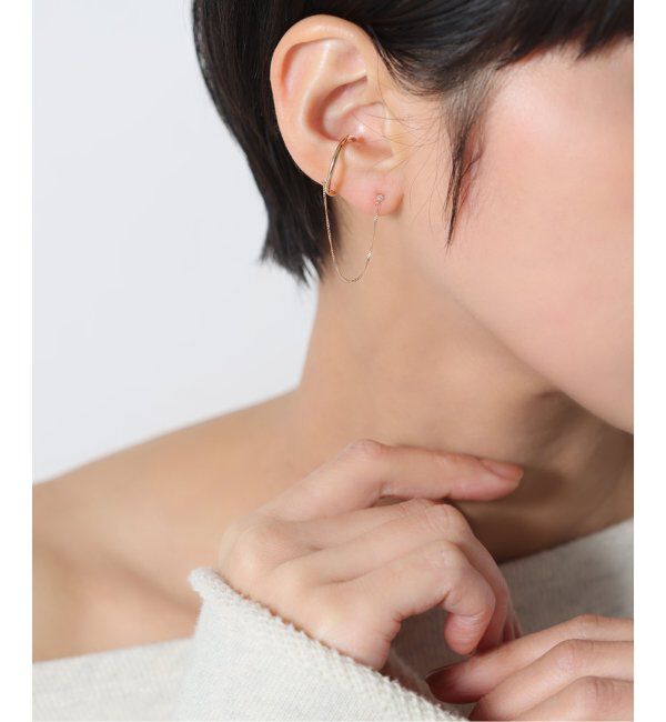 Lilas by Spick&Span「ダイヤピアスチェーンイヤーカフ K10（片耳）」|ピアス|ゴールド