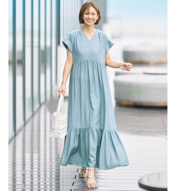 自由区「【WEB限定・大人気素材・新型追加】エアリーツイルティアード ワンピース」|ドレス|