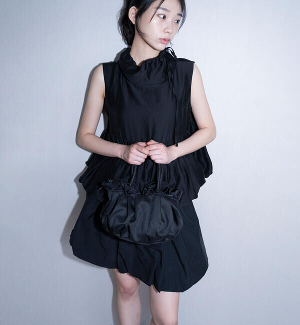  「eunoia｜ドローストリング ハイネックブラウス WOMEN」|シャツ・ブラウス|BLACK