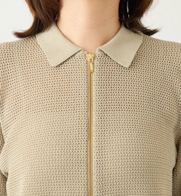  「【抜け感】ZIPポロメッシュニット」|カーディガン|