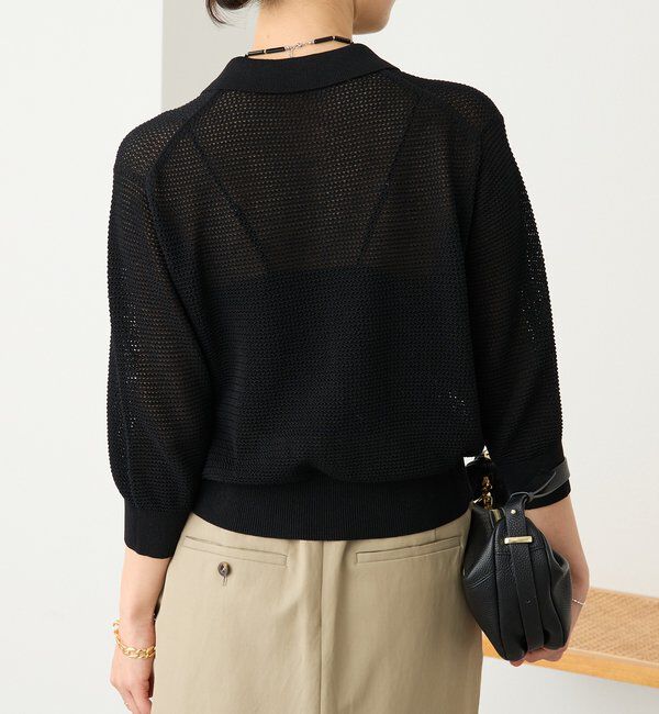  「【抜け感】ZIPポロメッシュニット」|カーディガン|