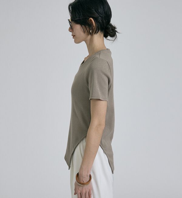 qualite「【大人ラメ&times;スリット】ラメテレコTシャツ」|Tシャツ・カットソー|