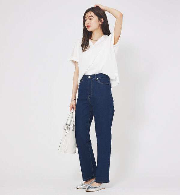abahouse mavie「シルケットダブルVネックフレンチプルオーバー」|Tシャツ・カットソー|
